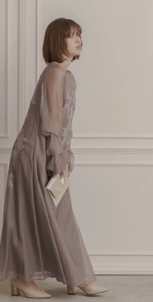 ブラウンのシアーオーガンジーAラインドレス-LE-RURE-M～マタニティ-マタニティ可-結婚式パーティーのレンタルドレスはリリアージュ-11-03-2025_01_45_PM (1)